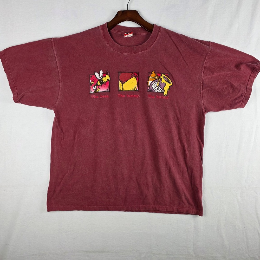 Mickey Inc Vintage Winnie the Pooh Graphic Maroon T-Shirt Size XL